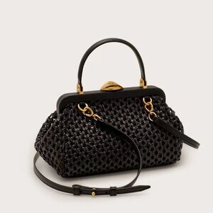 NEW CULT GAIA ZUMA CROSSBODY BAG $498 Black Woven Leather